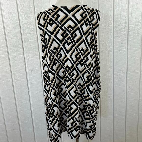 Chicos Tank Sweater Sleeveless Neutral Geo Print Women Black Mature Size XL - Picture 5 of 6